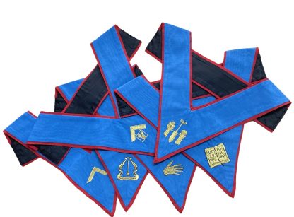 PARGLDI003R Serie completa 12 pz Collare Dignitario azzurro con carica ricamata: MV-I°SORV.-II°SORV.-ORATORE-SEGRETARIO-TESORIERE-I° DIAC.-II° DIAC.-M.C. - COPR.-ESPERTO-EX M.V.
